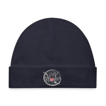 Ein Grill mit Grillbesteck und Fleisch in Herzform - Baby Premium Organic Mütze - Navy - Vorne