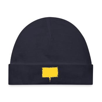 Eckige Sprechblase in Gelb used look - Baby Premium Organic Mütze - Navy - Vorne