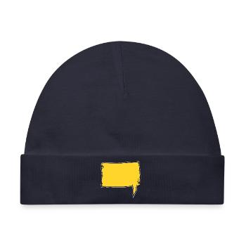 Eckige Sprechblase rechts in Gelb used look - Baby Premium Organic Mütze - Navy - Vorne