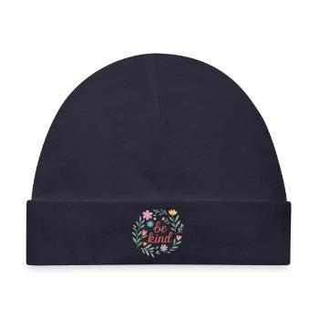 Sei freundlich Blumendesign - Baby Premium Organic Mütze - Navy - Vorne