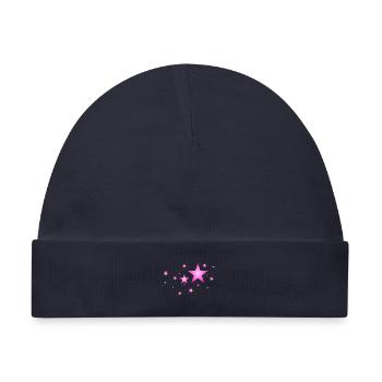 Sterne in Pink - Baby Premium Organic Mütze - Navy - Vorne