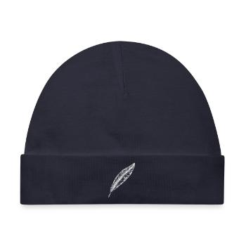 Elegante Vogelfeder in Schwarz und Weiß - Baby Premium Organic Mütze - Navy - Vorne