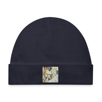 Marmor Mosaik Gold Textur - Baby Premium Organic Mütze - Navy - Vorne