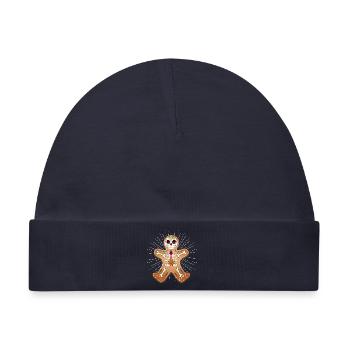 Lebkuchenmann Sugar Skull Dekor für Weihnachten - Baby Premium Organic Mütze - Navy - Vorne