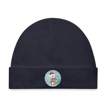 goldiger Fuchs für Weihnachten mit Zuckerstange - Baby Premium Organic Mütze - Navy - Vorne