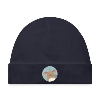 niedlicher Hase mit Schlappohren im Aquarell Patch - Baby Premium Organic Mütze - Navy - Vorne