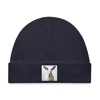 Illustriertes weißes Kaninchen - Baby Premium Organic Mütze - Navy - Vorne