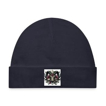 Aquarell Ziegenschädel - Baby Premium Organic Mütze - Navy - Vorne