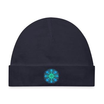 Florales Mandala - Baby Premium Organic Mütze - Navy - Vorne