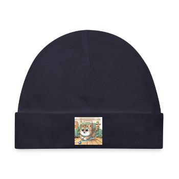 Verspielte Katze im Heim - Baby Premium Organic Mütze - Navy - Vorne