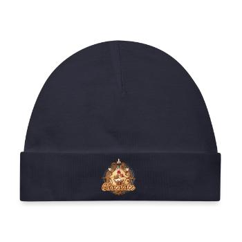 Pralinen-Motiv im Vintage-Stil mit zartem Glanz - Baby Premium Organic Mütze - Navy - Vorne