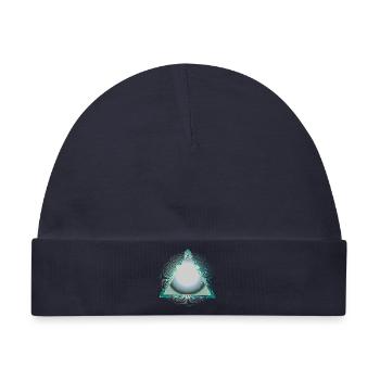 Mystischer Dreiecksrahmen in Türkis mit Ornamenten - Baby Premium Organic Mütze - Navy - Vorne