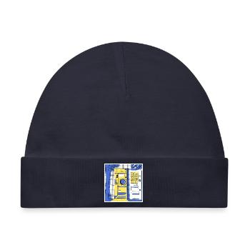 Japanischer städtischer Waschsalon nachts - Baby Premium Organic Mütze - Navy - Vorne
