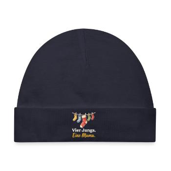 Vier Jungs. Eine Mama. – Mama von vier Söhnen - Baby Premium Organic Mütze - Navy - Vorne