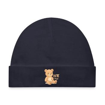 Frecher Teddy-Cutesy Design mit Attitüde - bite me - Baby Premium Organic Mütze - Navy - Vorne