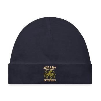 Just A Boy Who Loves Octopuses - Baby Premium Organic Mütze - Navy - Vorne