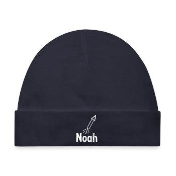 NOAH Schriftzug mit Rakete VEKTOR - Baby Premium Organic Mütze - Navy - Vorne