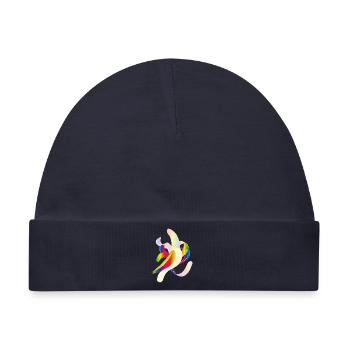 Regenbogenfarbene Banane – Verspieltes Fruchtmotiv - Baby Premium Organic Mütze - Navy - Vorne