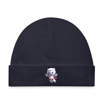Niedliches Kätzchen 3D-Lenkrad – Pastellfarben - Baby Premium Organic Mütze - Navy - Vorne
