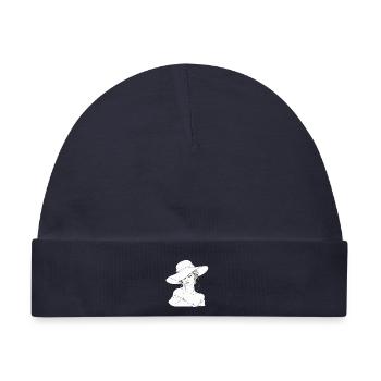 Filigranes Linienportrait mit Hut - Baby Premium Organic Mütze - Navy - Vorne