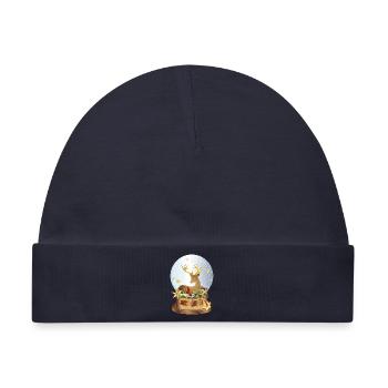 nostalgische Schneekugel mit Hirsch zu Weihnachten - Baby Premium Organic Mütze - Navy - Vorne