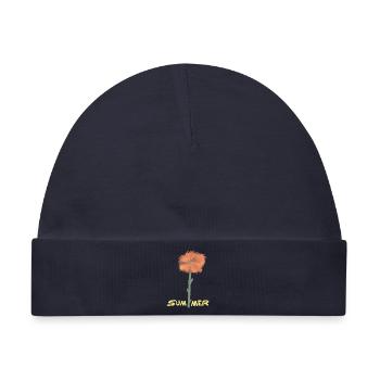 Sommerblumen Illustration auf Kleidung - Baby Premium Organic Mütze - Navy - Vorne