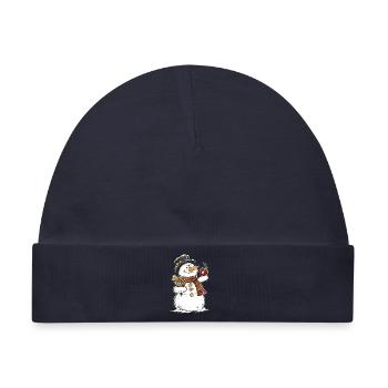 Schneemann Weihnachtsmarkt Winter Leckereien - Baby Premium Organic Mütze - Navy - Vorne