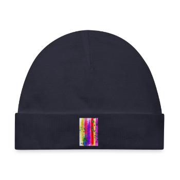 Farbspritzer und Linien - Baby Premium Organic Mütze - Navy - Vorne