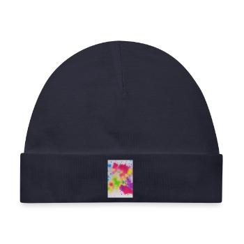 Bunte Farbspritzer - Baby Premium Organic Mütze - Navy - Vorne