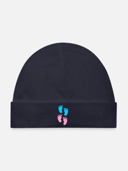 Baby-Fußabdrücke blau und rosa - Baby Premium Organic Mütze - Navy