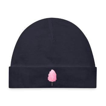 flauschige rosafarbene Zuckerwatte - Baby Premium Organic Mütze - Navy - Vorne
