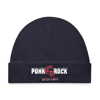 Punk Skull mit rotem Mohawk - Baby Premium Organic Mütze - Navy - Vorne