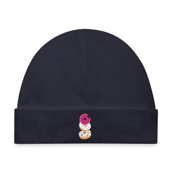 Donuts Motiv – Drei süße Hingucker mit Glasur - Baby Premium Organic Mütze - Navy - Vorne