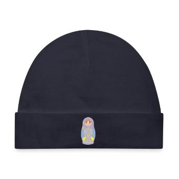 Farbige Matroschka Puppe Illustration - Baby Premium Organic Mütze - Navy - Vorne