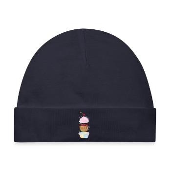 Verspielte Cupcake-Illustration in Einzelteilen - Baby Premium Organic Mütze - Navy - Vorne