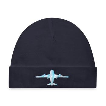 Passagierflugzeug mit Wolkenmuster - Baby Premium Organic Mütze - Navy - Vorne