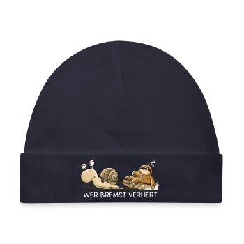 Wer bremst verliert Faultier Schnecke Tierhumor - Baby Premium Organic Mütze - Navy - Vorne