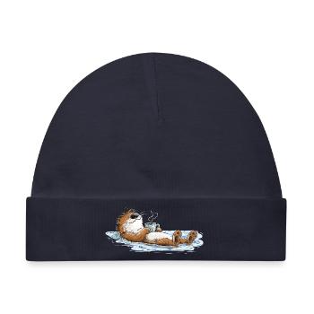 Chillender Otter Relaxen Wasser Tierhumor Cartoon - Baby Premium Organic Mütze - Navy - Vorne