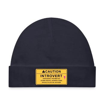 Caution Introvert - Baby Premium Organic Mütze - Navy - Vorne