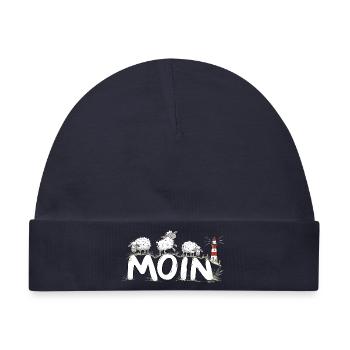 Moin Schafe Leuchtturm Nordsee Küstenhumor - Baby Premium Organic Mütze - Navy - Vorne