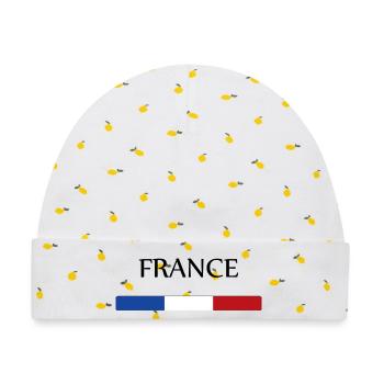 france - Baby Premium Organic Mütze - Weiß/Zitronengelb - Vorne