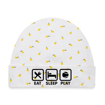 Eat Sleep Play Tennis - Baby Premium Organic Mütze - Weiß/Zitronengelb - Vorne