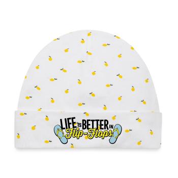 life is better in flop flops - beach sommer party - Baby Premium Organic Mütze - Weiß/Zitronengelb - Vorne