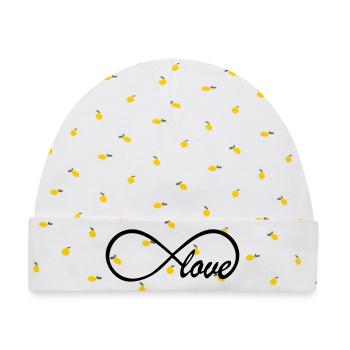 Love Infinity Swag - Baby Premium Organic Mütze - Weiß/Zitronengelb - Vorne