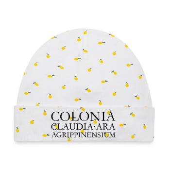 COLONIA CLAUDIA ARA AGRPPINENSIUM Vintage Schwarz - Baby Premium Organic Mütze - Weiß/Zitronengelb - Vorne