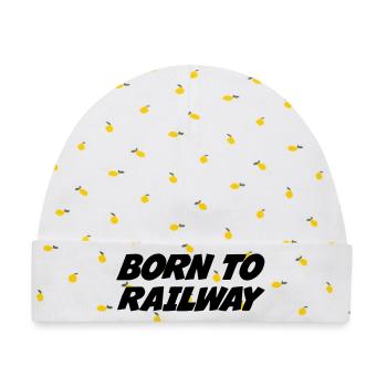 Eisenbahner / Eisenbahnen / Eisenbahn / Bahn - Baby Premium Organic Mütze - Weiß/Zitronengelb - Vorne