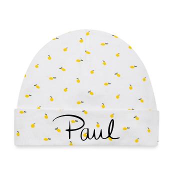 Paul - Baby Premium Organic Mütze - Weiß/Zitronengelb - Vorne