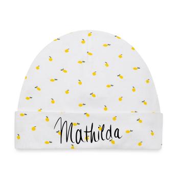 Mathilda - Baby Premium Organic Mütze - Weiß/Zitronengelb - Vorne