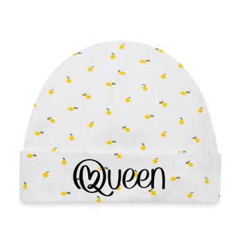 Queen mit Herz - Baby Premium Organic Mütze - Weiß/Zitronengelb - Vorne
