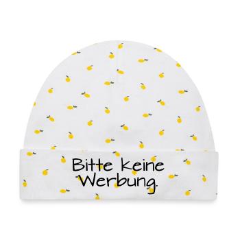 Bitte keine Werbung - Baby Premium Organic Mütze - Weiß/Zitronengelb - Vorne